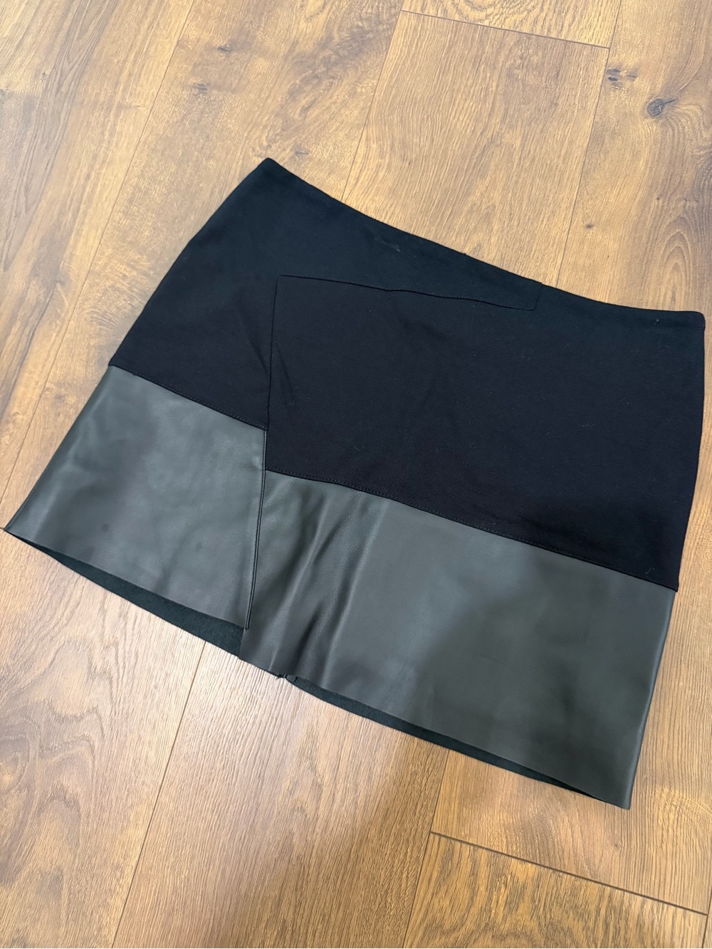 Evereve Black Mini Skirt with Faux Leather Trim